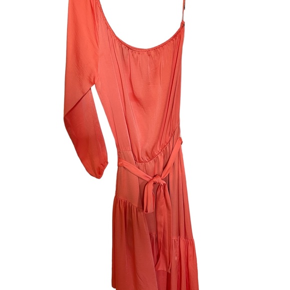 BCBG MaxArzia “Kelli" tangelo orange one shoulder dress - Picture 2 of 5